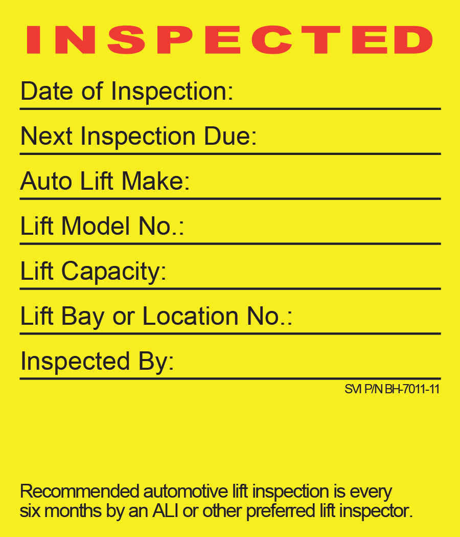 Lift Inspection Decal (roll of 250)
