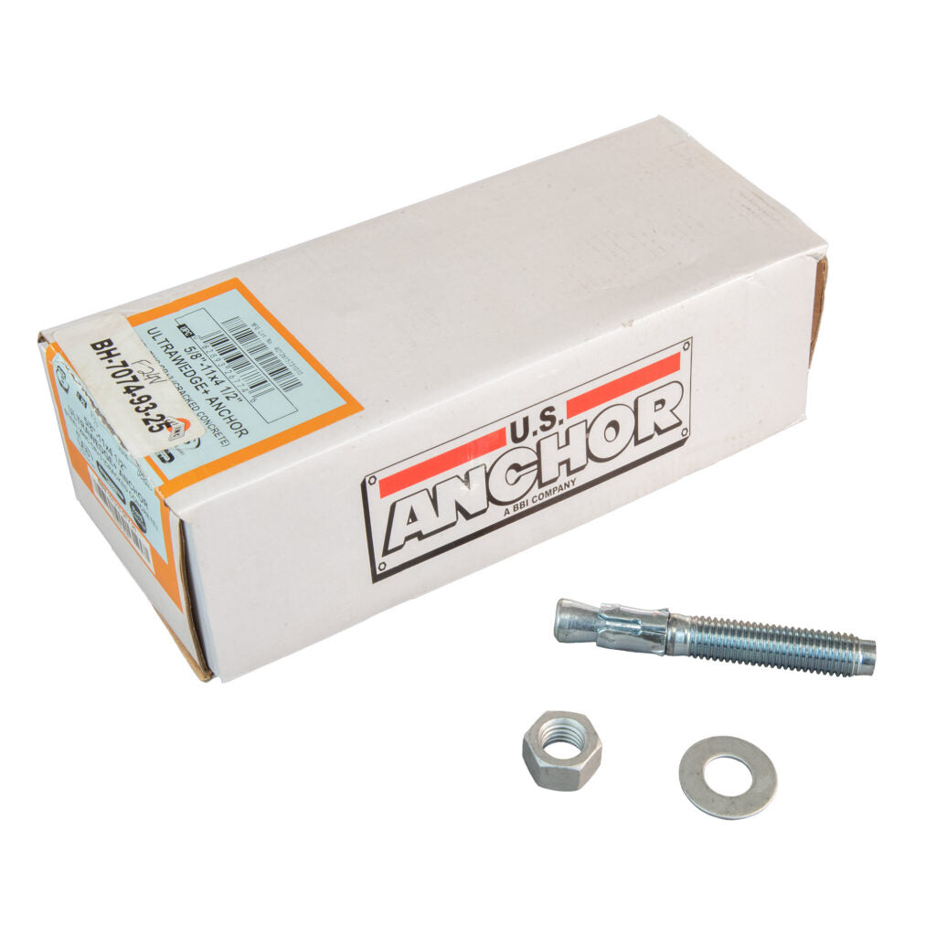 Ultrawedge 5/8"-11 x 4 1/2" Zinc Plated Steel Wedge Anchor Box of 25