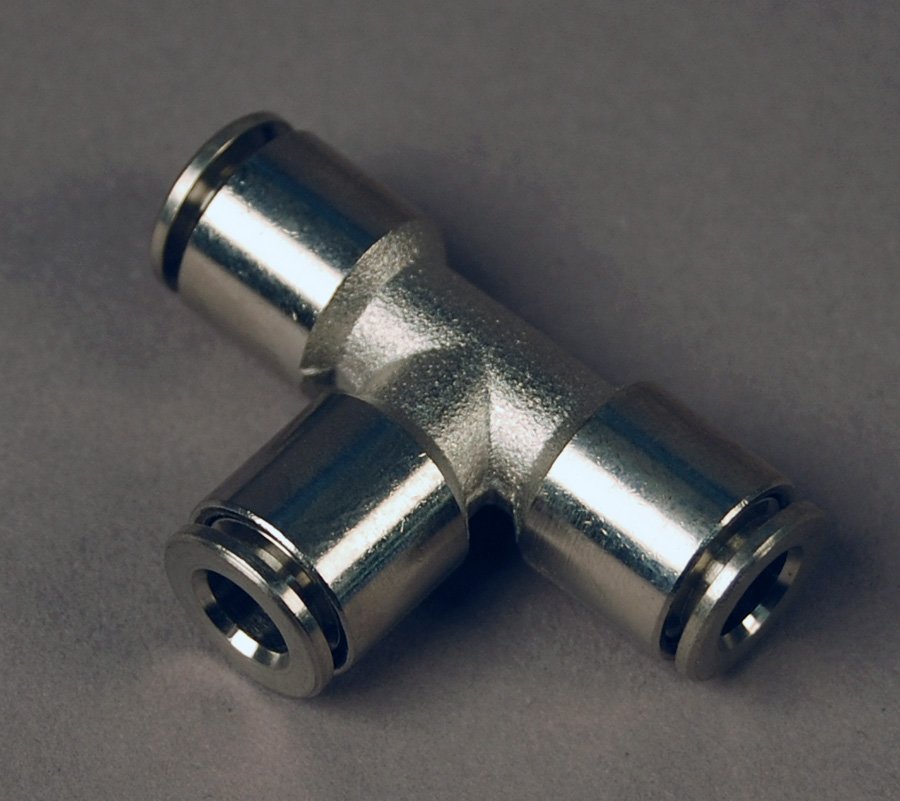 Pushon fitting Metric Brass Union Tee 6mm Tube