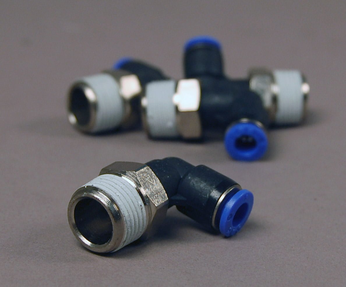 Pushon fitting Metric Resin Swvl Male Elbow 6mm Tube x 3/8" BSPT