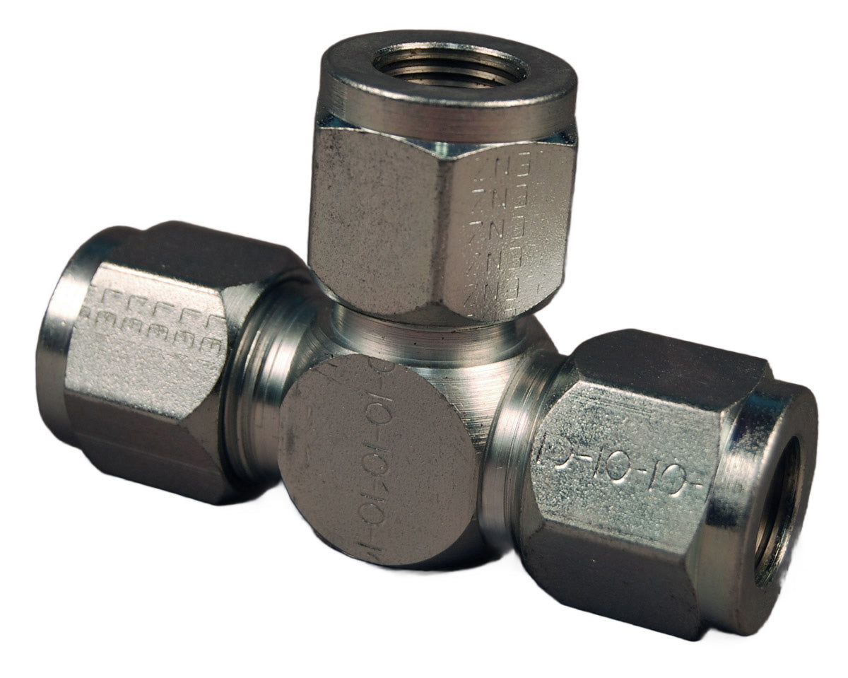 LENZ 700-10-10-10 Tee Union, 5/8 Tube End - All Openings