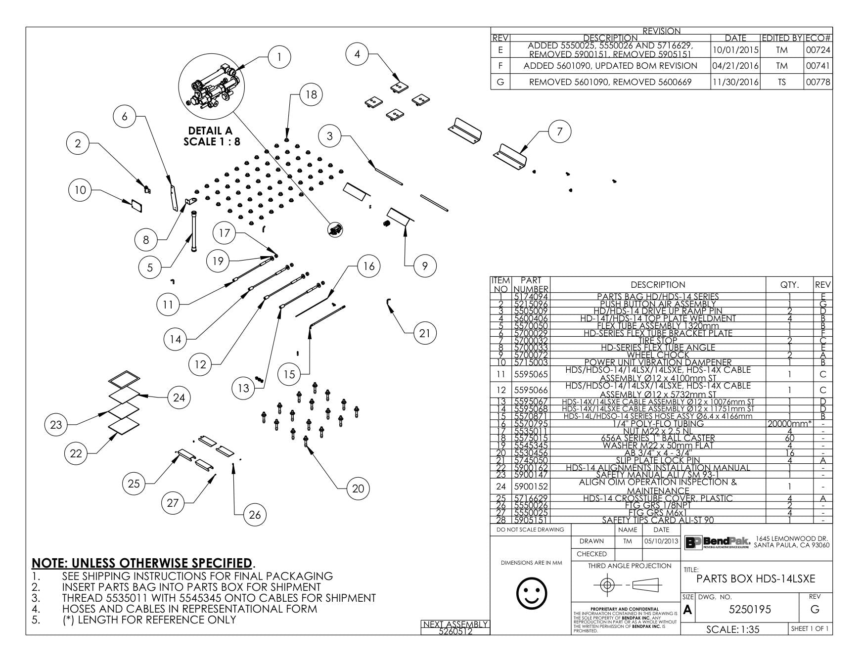 BendPak BENDPAK-5260512-HDS-14LSXE parts diagram — Top Plate Weldment; HD-14T / HDS-14 Series is item 4 (PARTS BOX HDS-14LSXE)