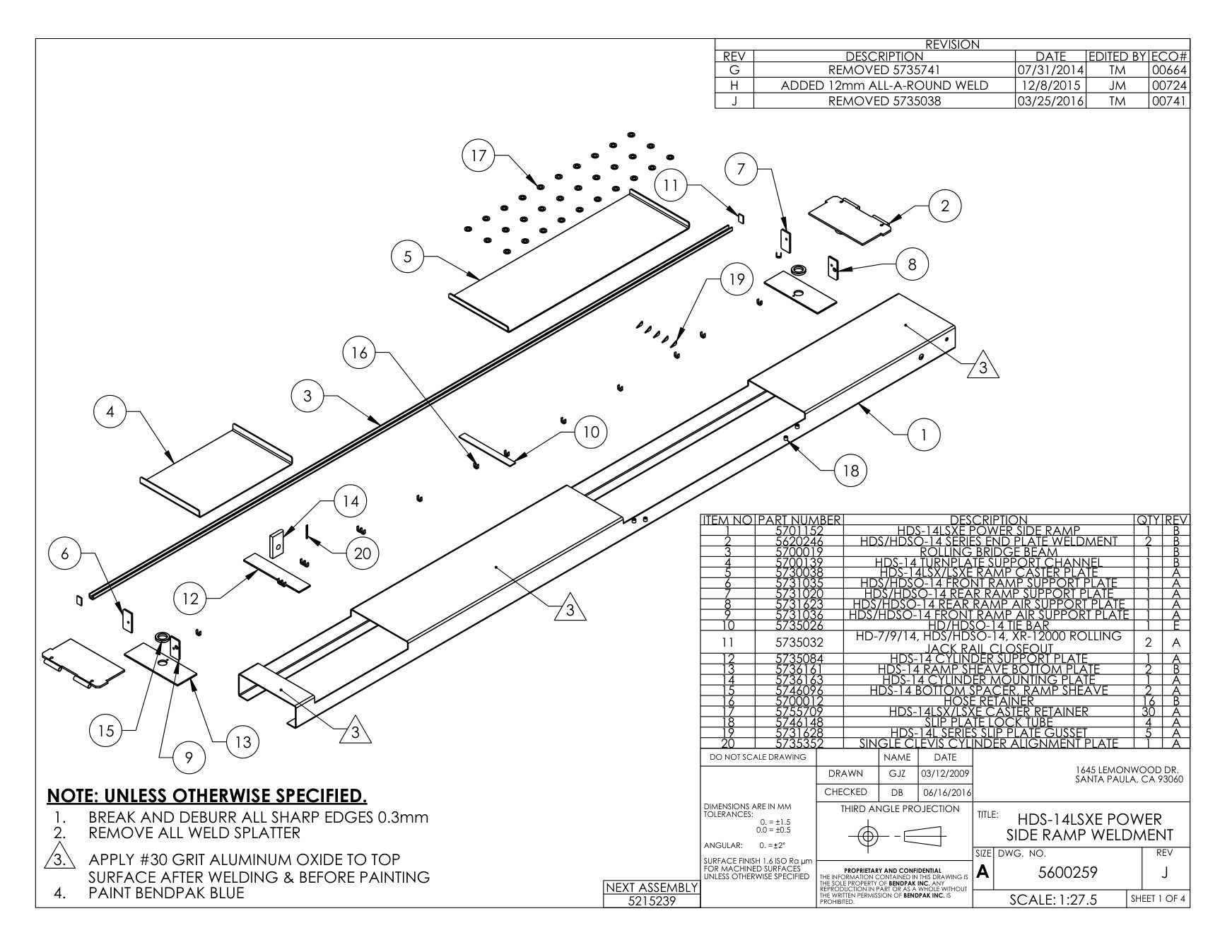 BendPak BENDPAK-5260512-HDS-14LSXE parts diagram — HDS / HDSO-14 Slip Plate Lock Tube is item 18 (HDS-14LSXE POWER SIDE RAMP WELDMENT)