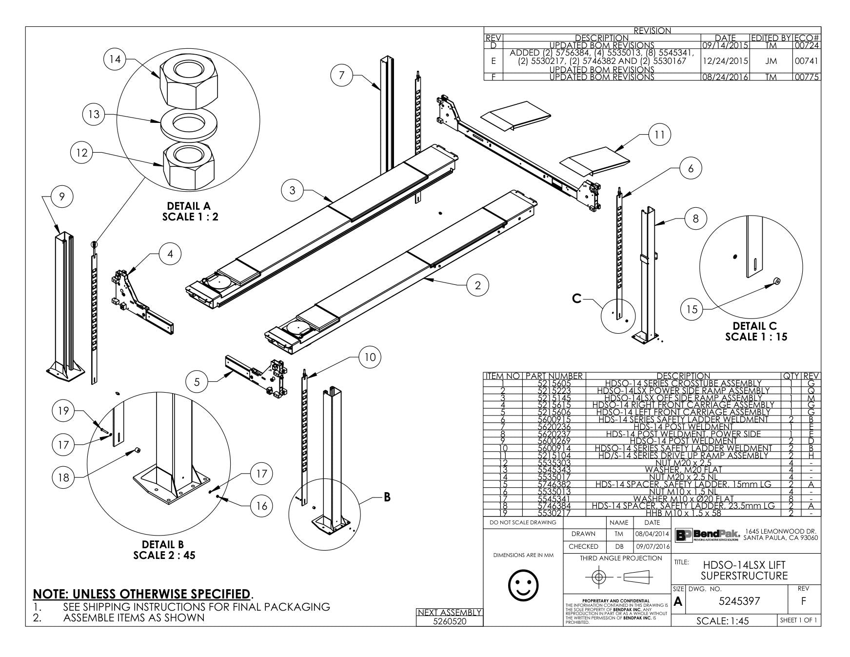 BendPak BENDPAK-5260520-HDSO14AX parts diagram — Off Side Ramp Assy; HDSO-14AX is item 3 (HDSO-14LSX LIFT SUPERSTRUCTURE)
