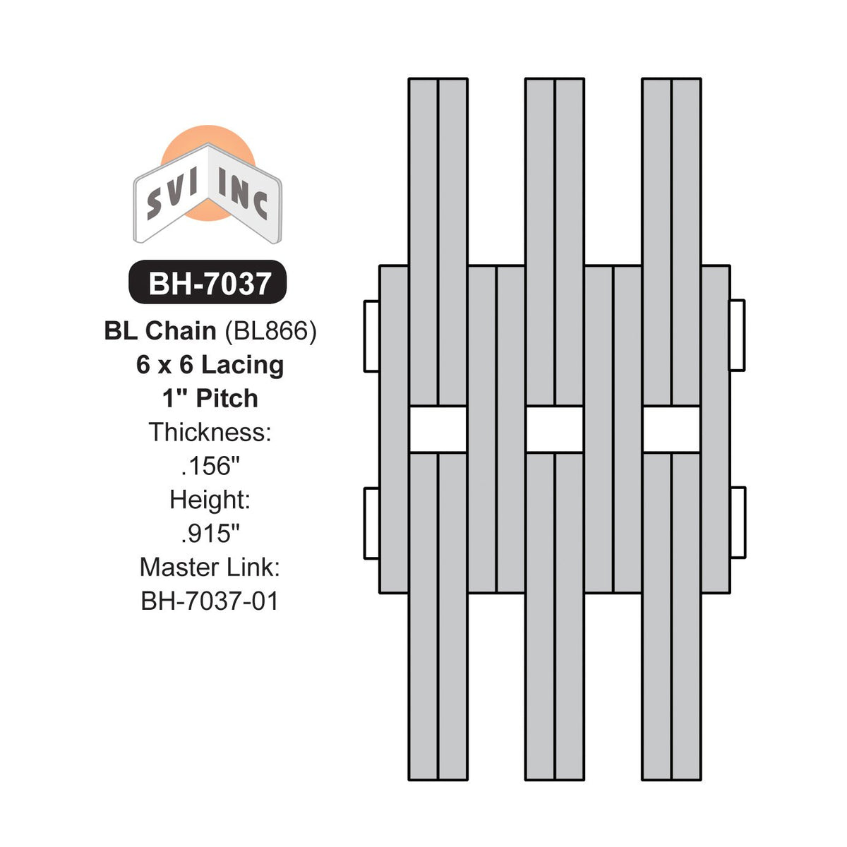 Lift Chain 51 lbs. BL866 10 feet - 1" Pitch Leaf Chain 6x6 $ 1,467.91 $ 1,321.12