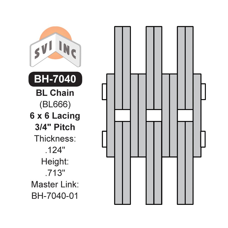 Lift Chain 32 lbs. BL666 10 feet - 3/4" Pitch Leaf Chain 6x6