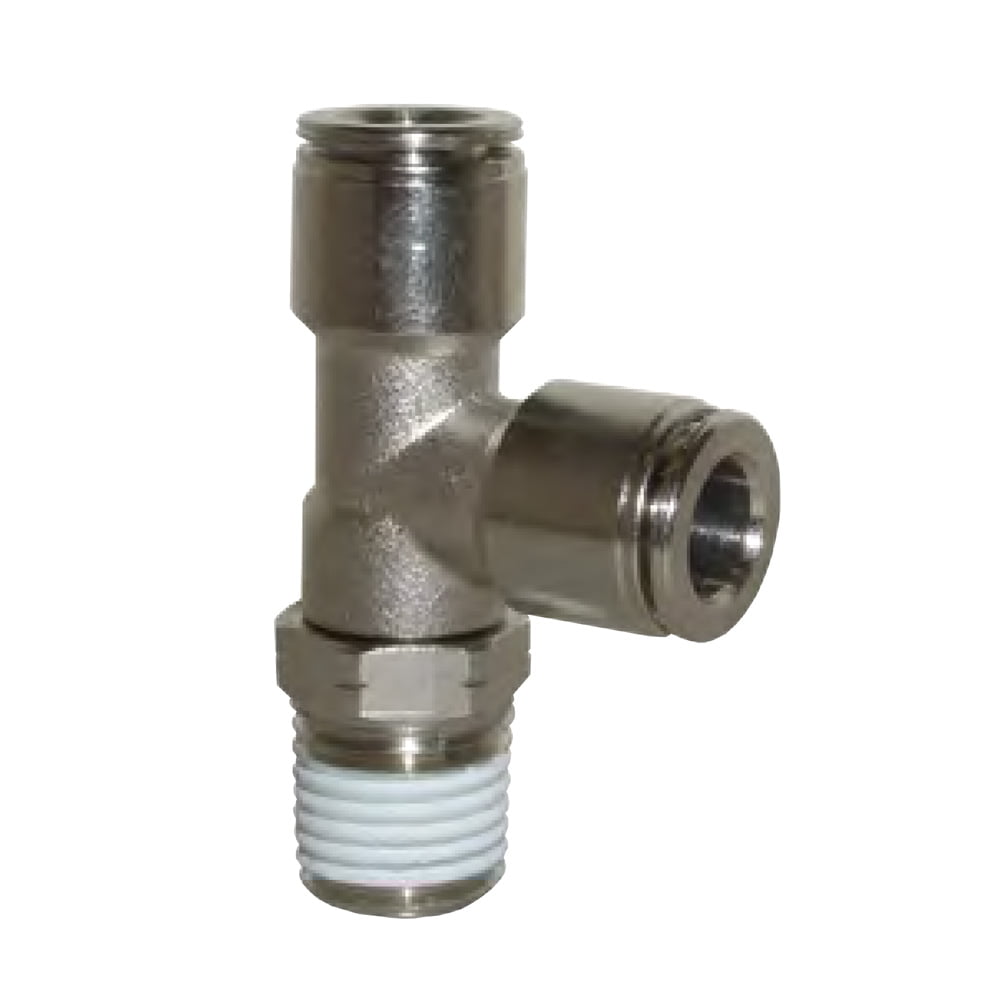 Pushon fitting Standard Brass Swvl Male Run Tee 3/8" Tube x 1/4" NPT