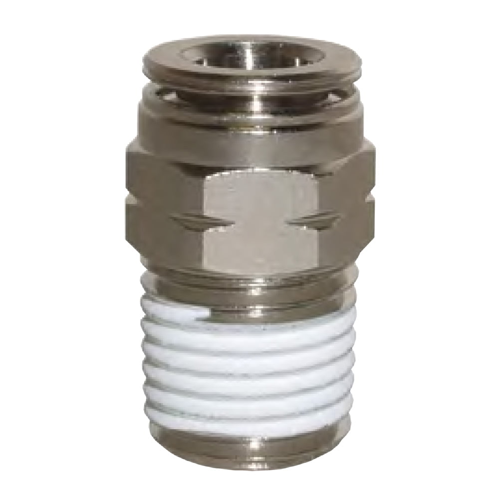 Pushon fitting Metric Brass Str. Male Conn. 12mm Tube x 1/2" BSPT