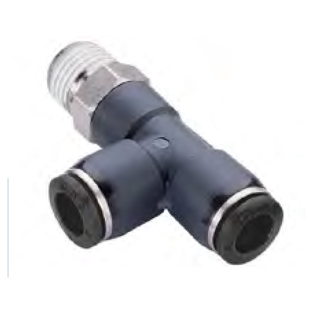 Pushon fitting Standard Resin Swvl Male Run Tee 1/4" Tube x 1/4" NPT