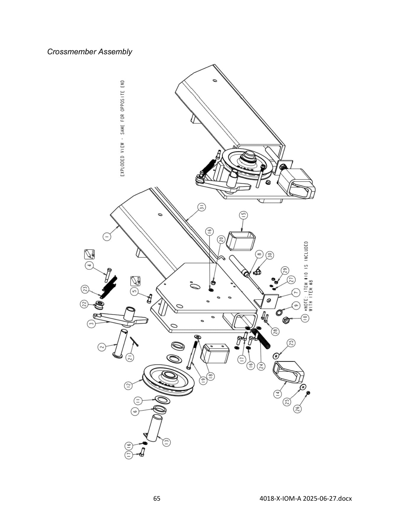 Challenger 4018X parts diagram — this part is item 22 (Crossmember Assembly)