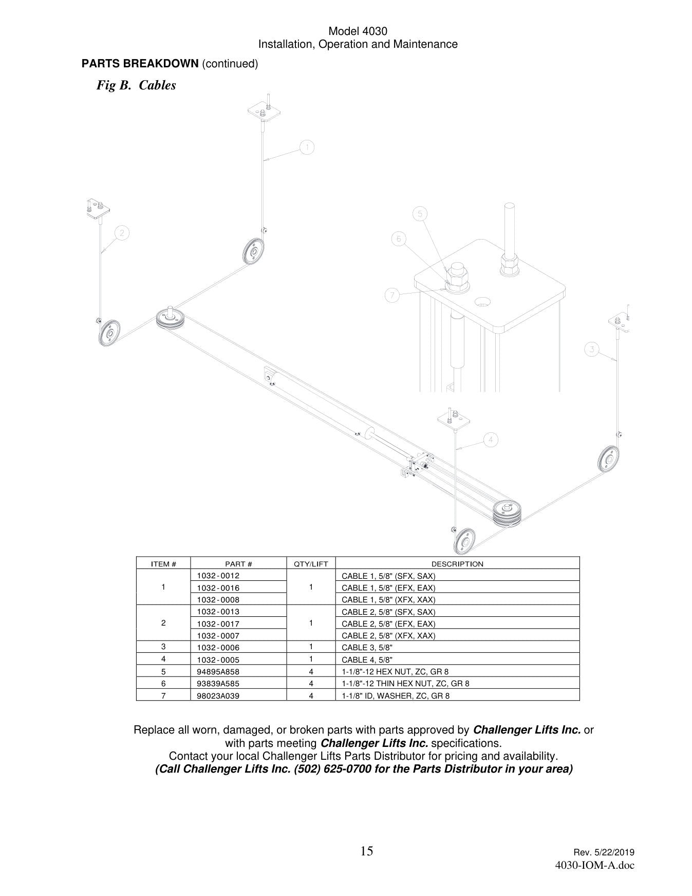 Challenger 4030 parts diagram — this part is item 6 (Cables)