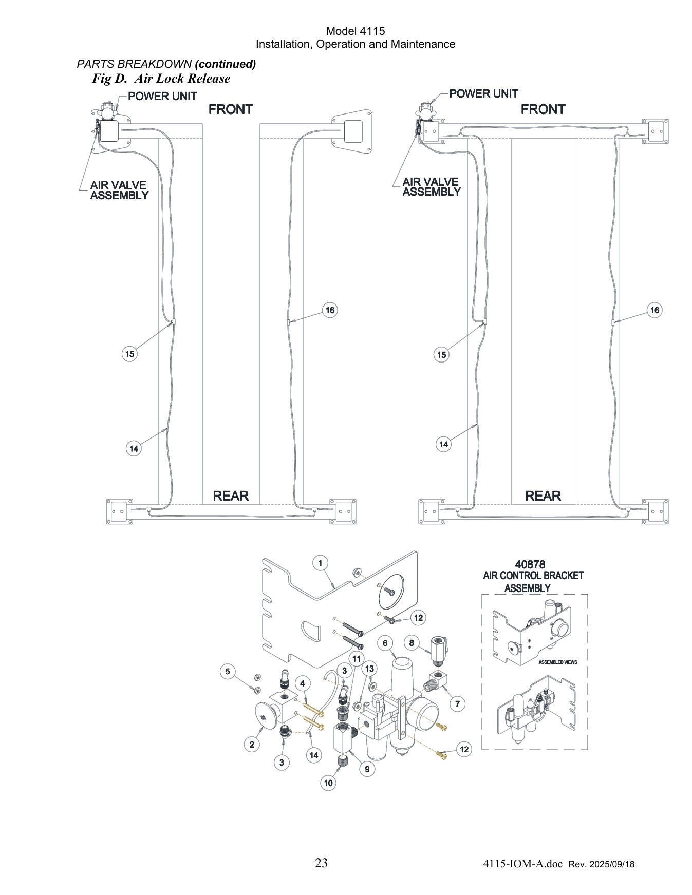 Challenger 4115 parts diagram — this part is item 15 (Air Lock Release)