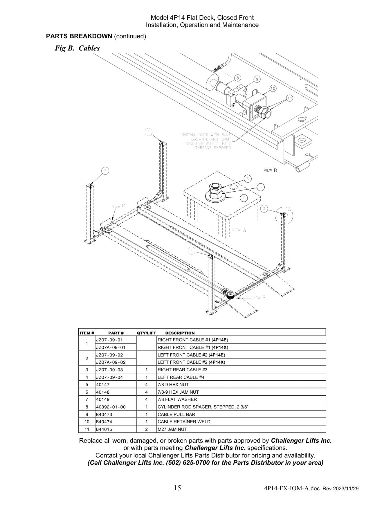 Challenger 4P14FX parts diagram — this part is item 4 (Cables)