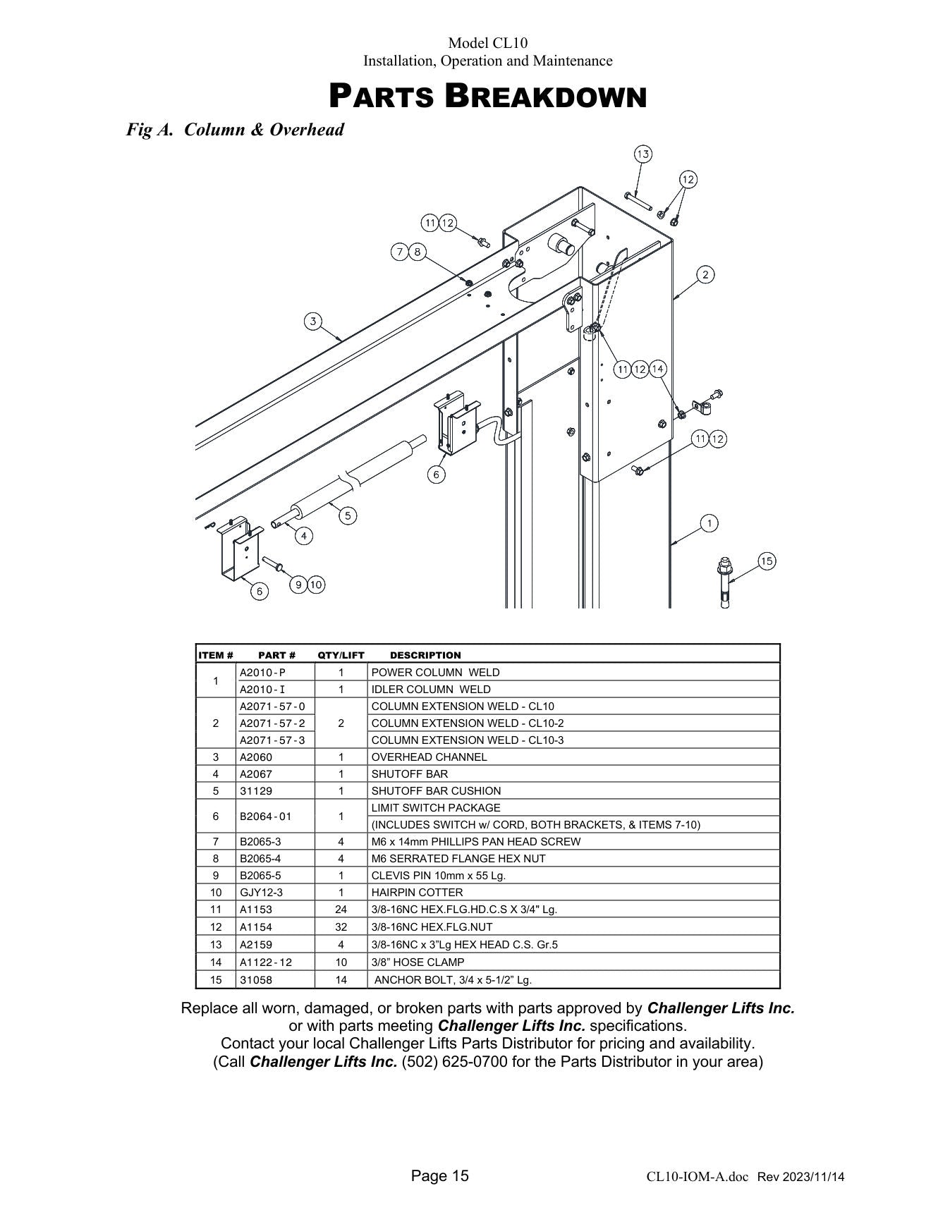 Challenger CL10 parts diagram — this part fits the CL10
