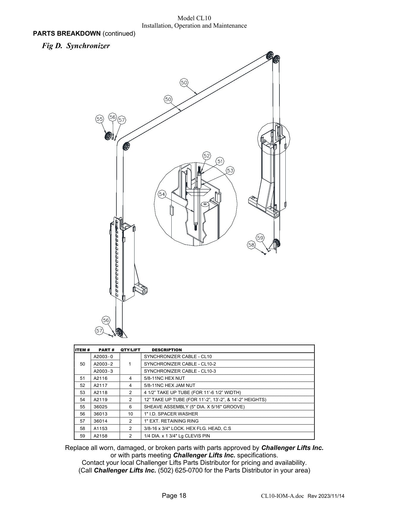 Challenger CL10 parts diagram — this part is item 55 (Synchronizer)