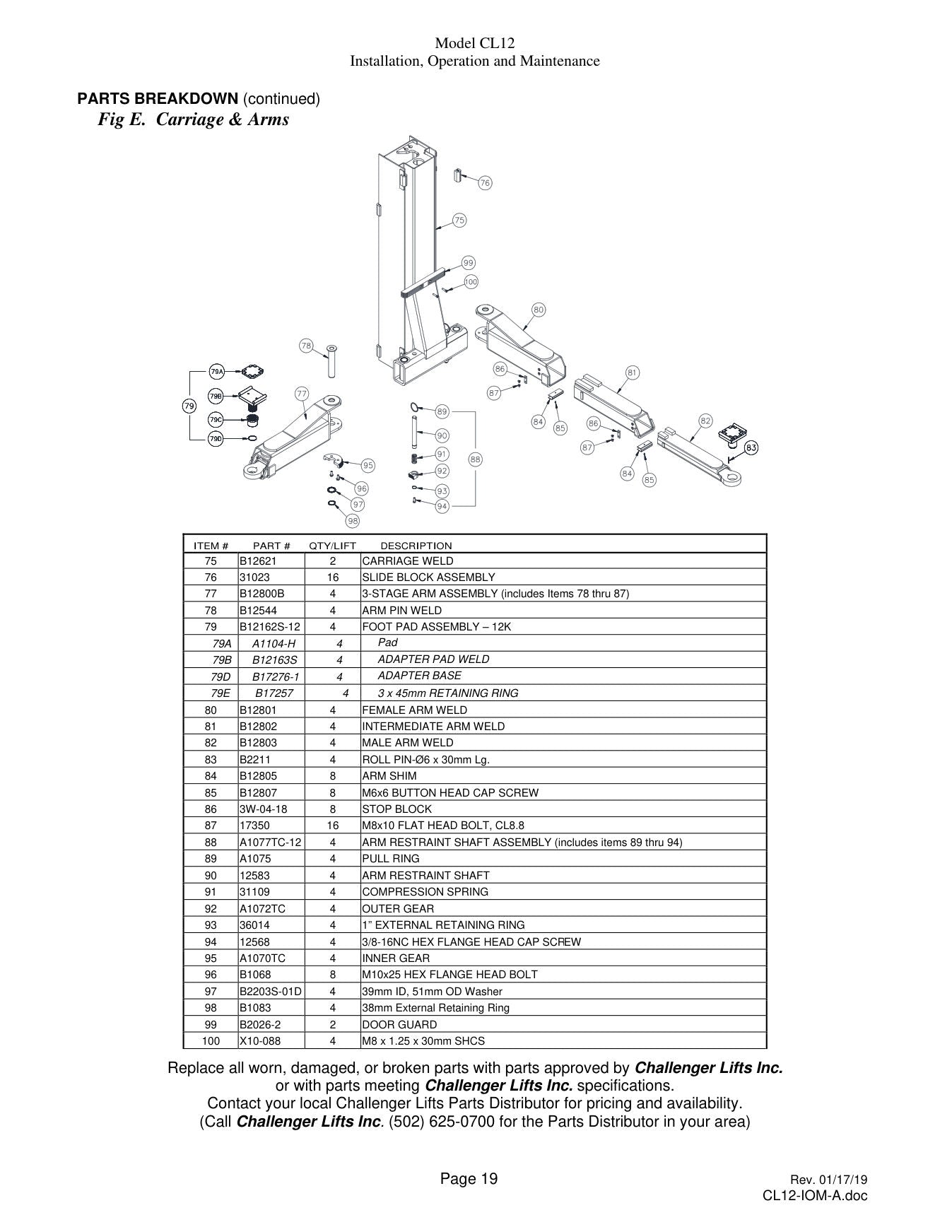 Challenger CL12 parts diagram