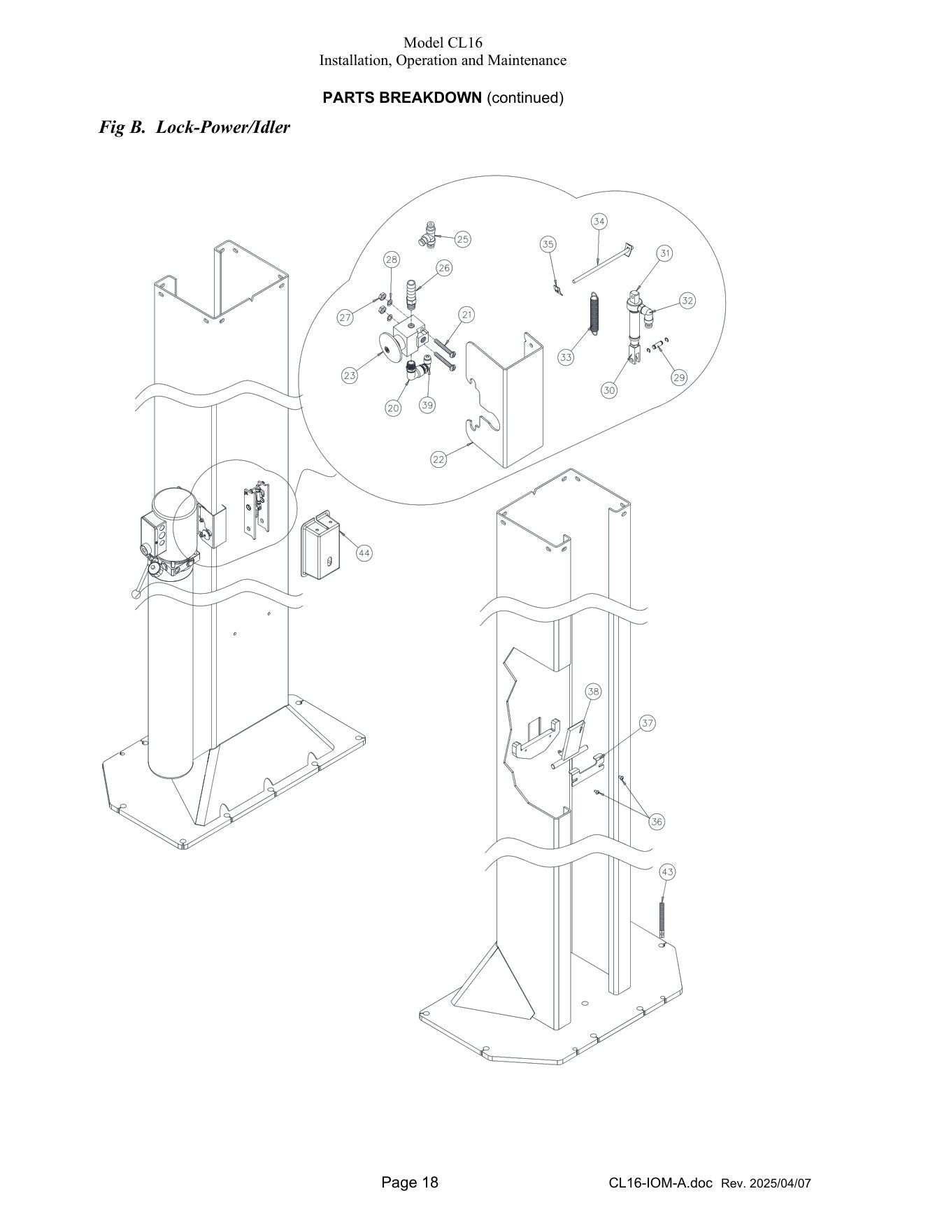 Challenger CL16 parts diagram — this part is item 30 (Lock-Power/Idler)