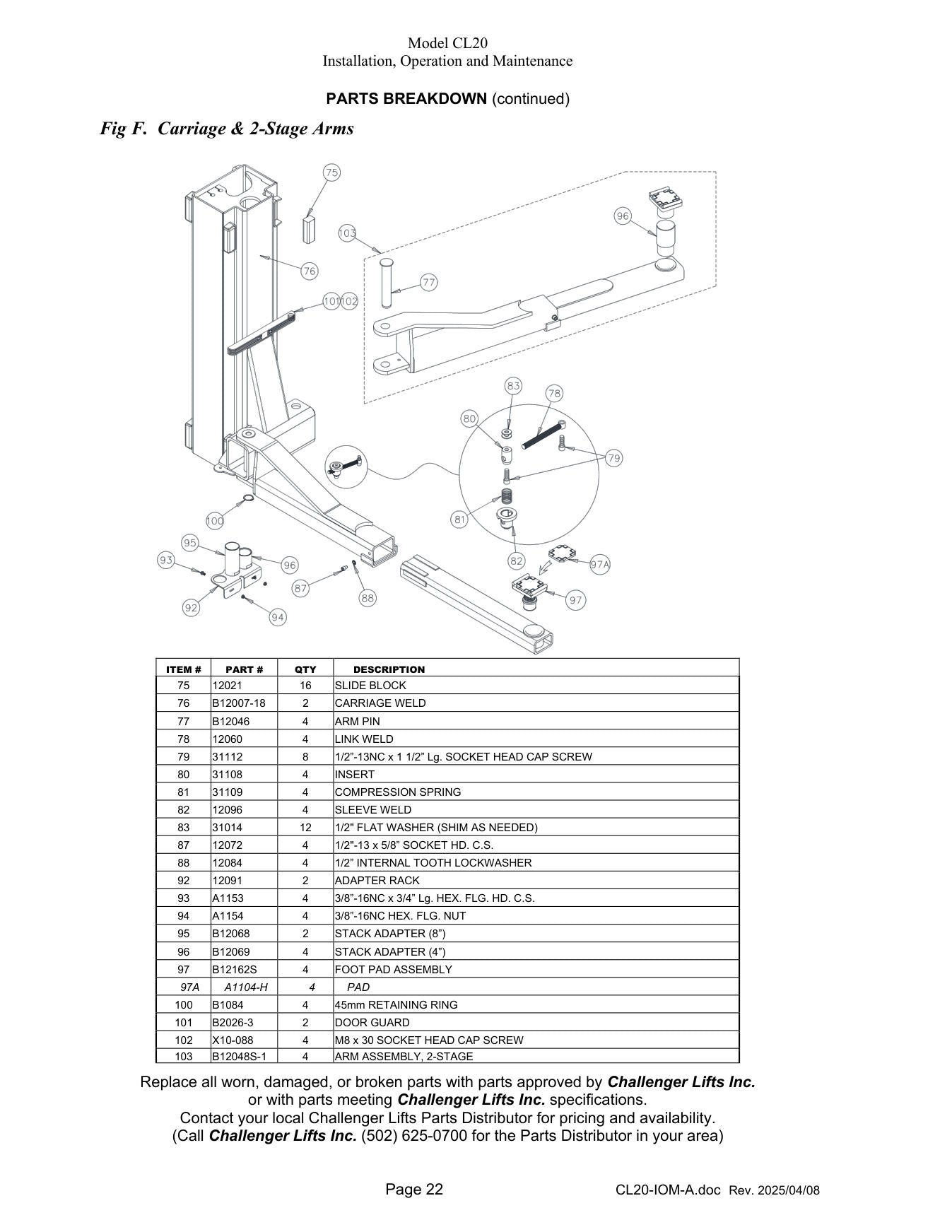 Challenger CL20 parts diagram