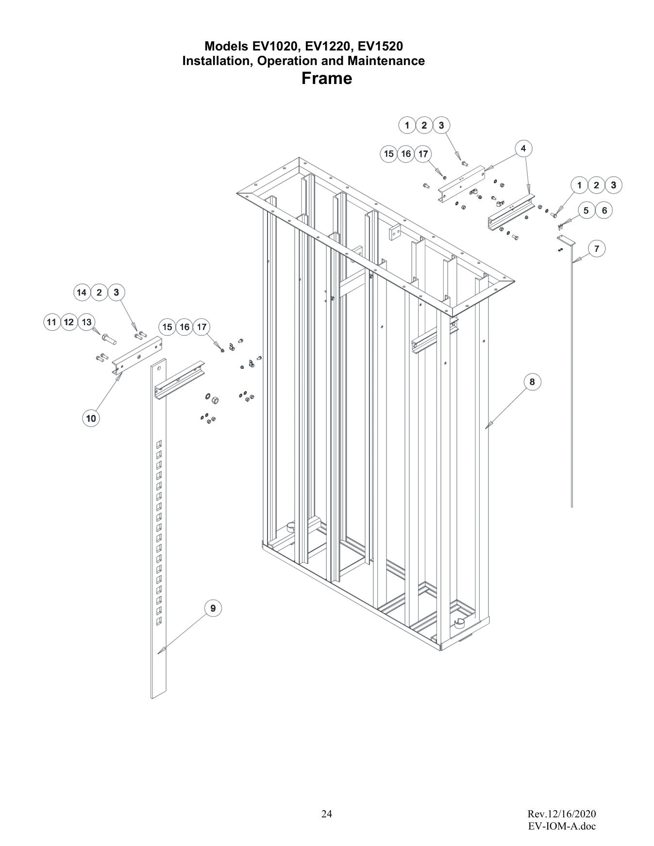 Challenger EV1020 parts diagram — this part is item 8 (Frame)