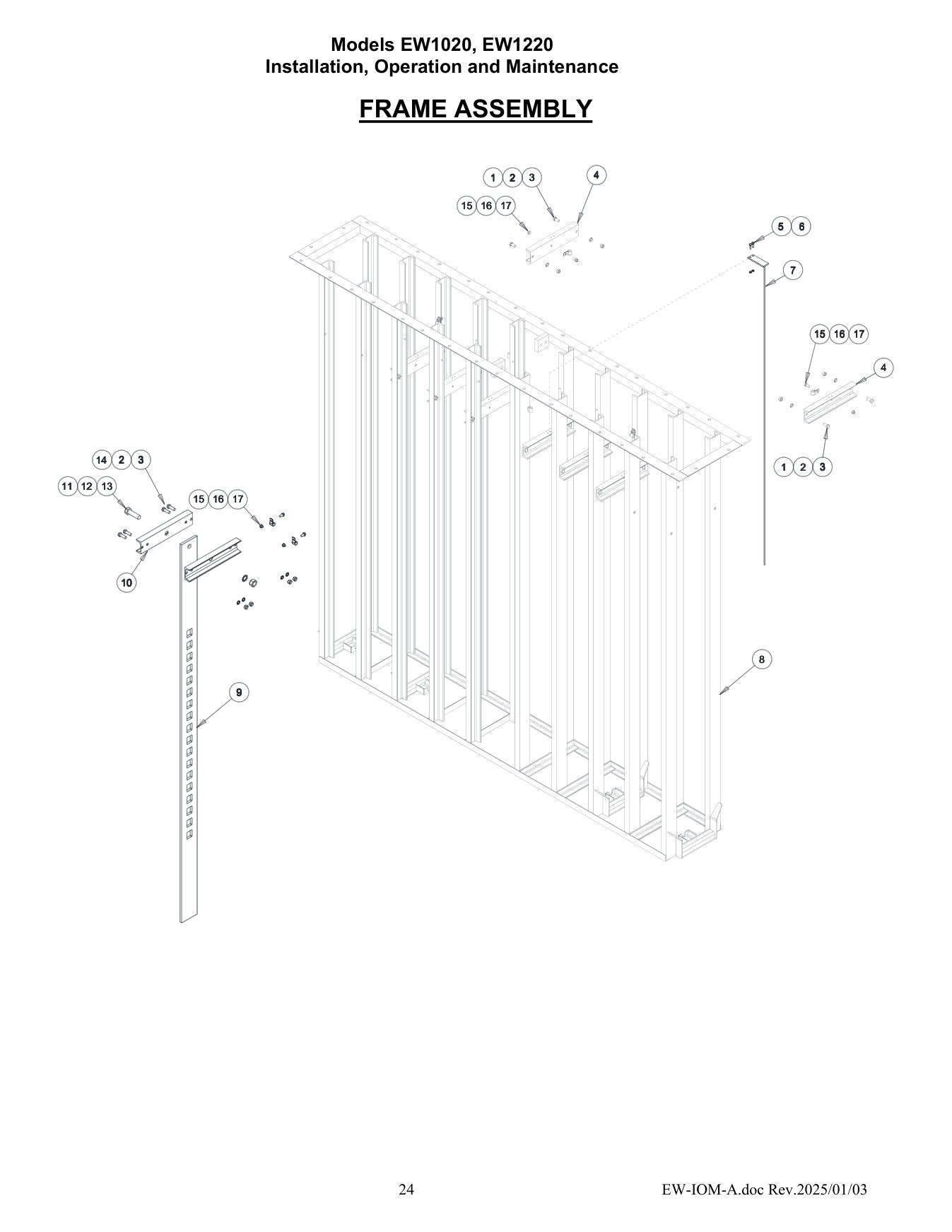 Challenger EW parts diagram — this part is item 8 (FRAME ASSEMBLY)