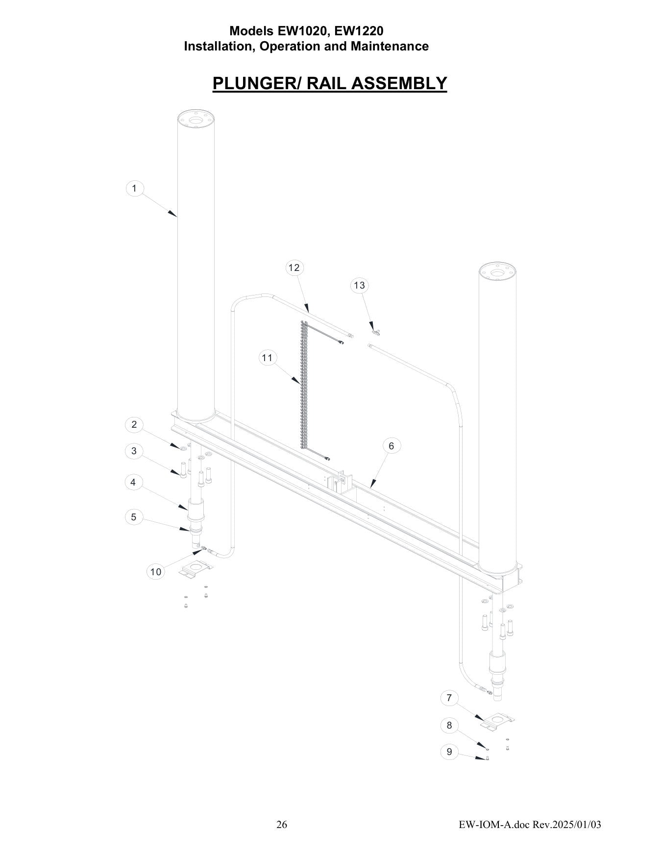 Challenger EW parts diagram — this part is item 7 (PLUNGER/ RAIL ASSEMBLY)