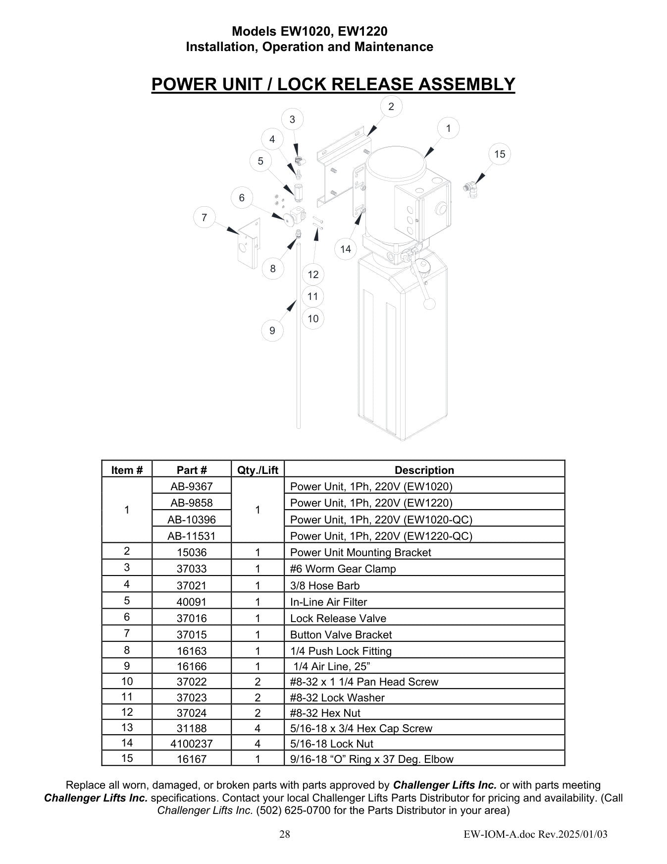 Challenger EW parts diagram