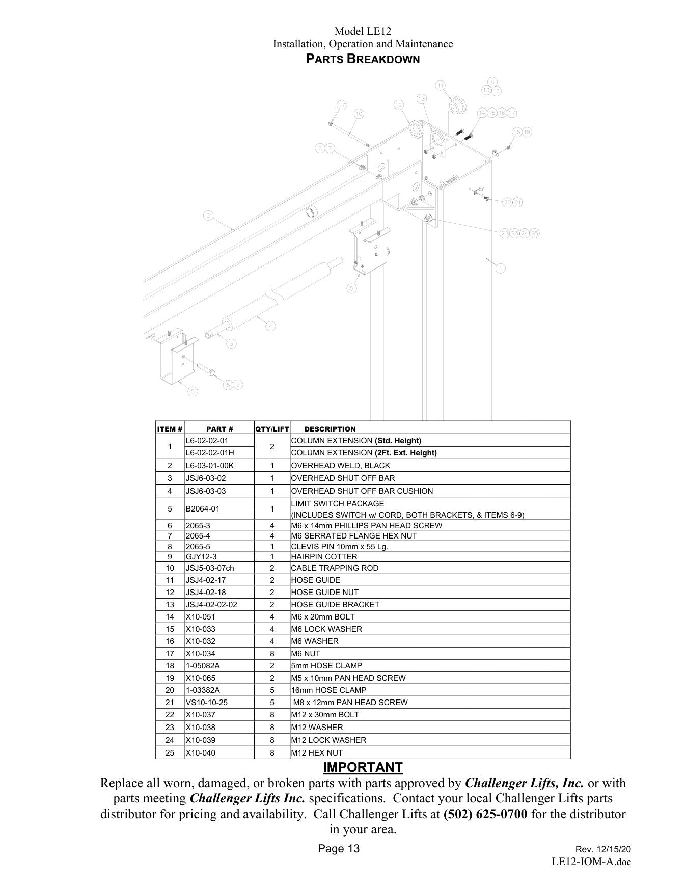 Challenger LE12 parts diagram — this part fits the LE12