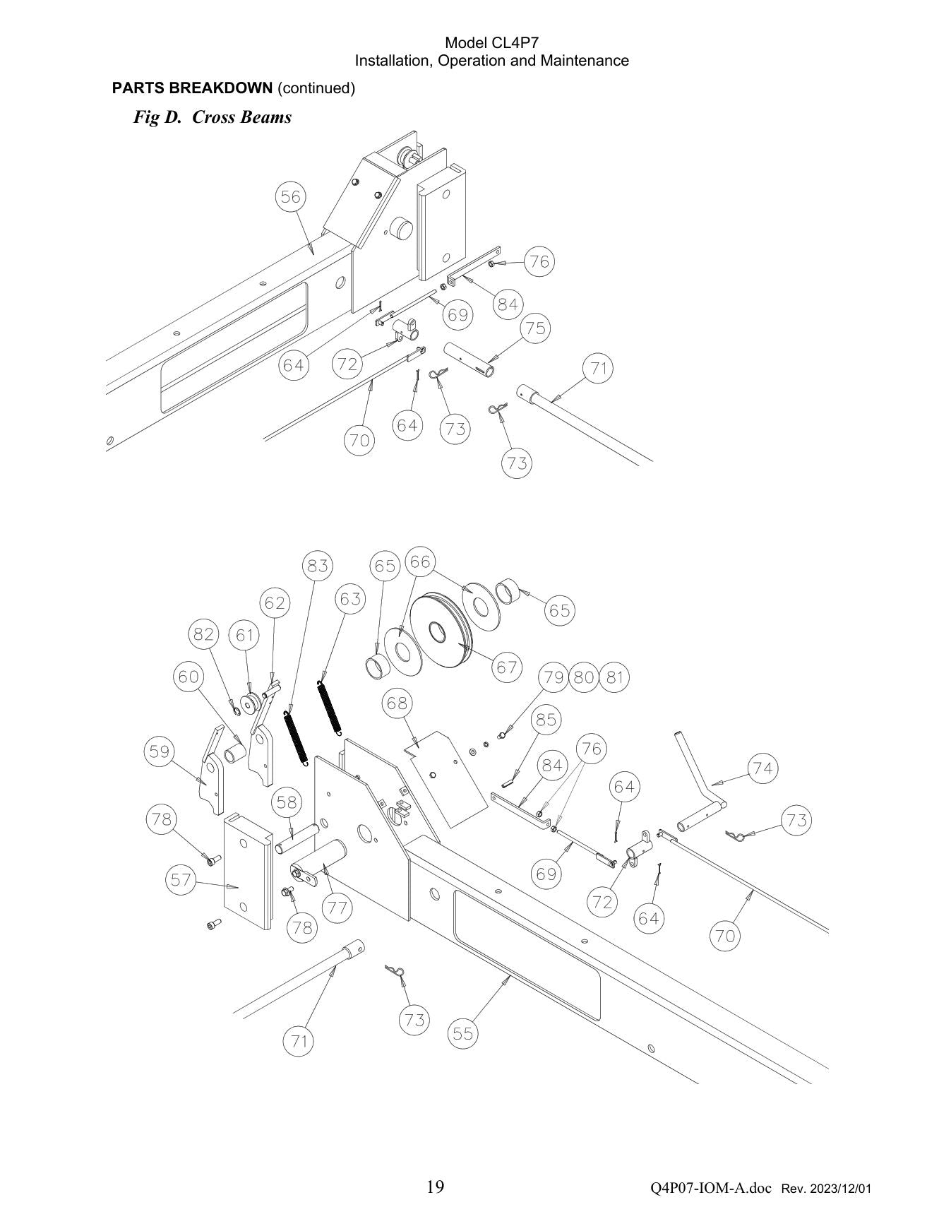 Challenger Q4P07 parts diagram — this part is item 65 (Cross Beams)