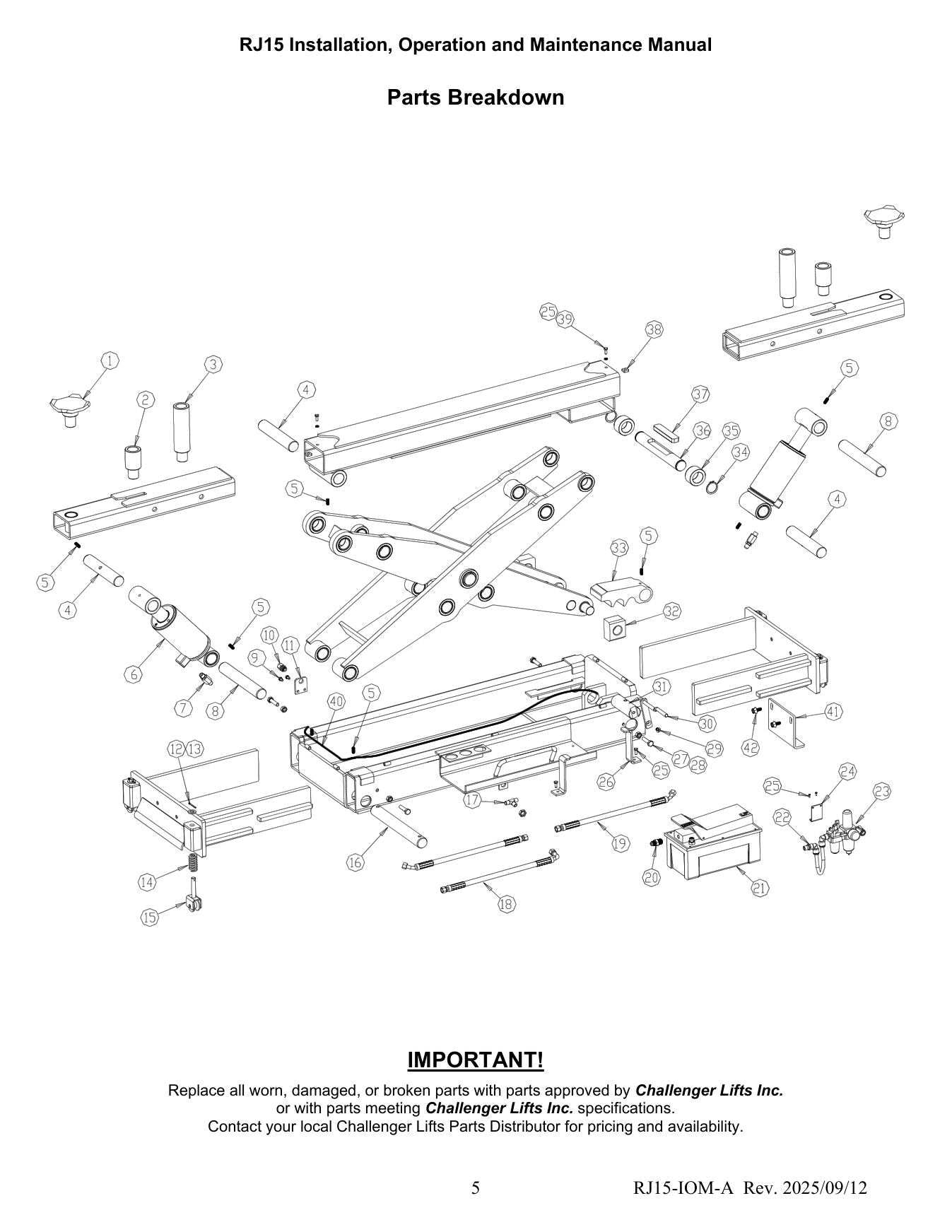 Challenger RJ15 parts diagram — this part fits the RJ15