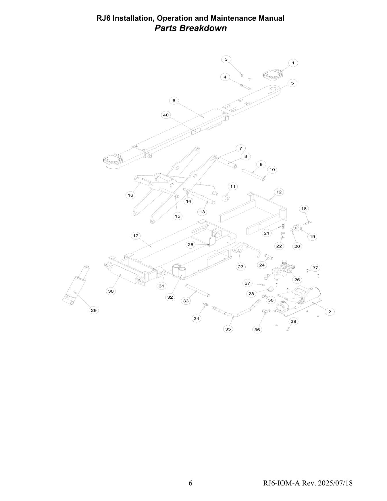 Challenger RJ6 parts diagram — this part is item 28 (PARTS BREAKDOWN)