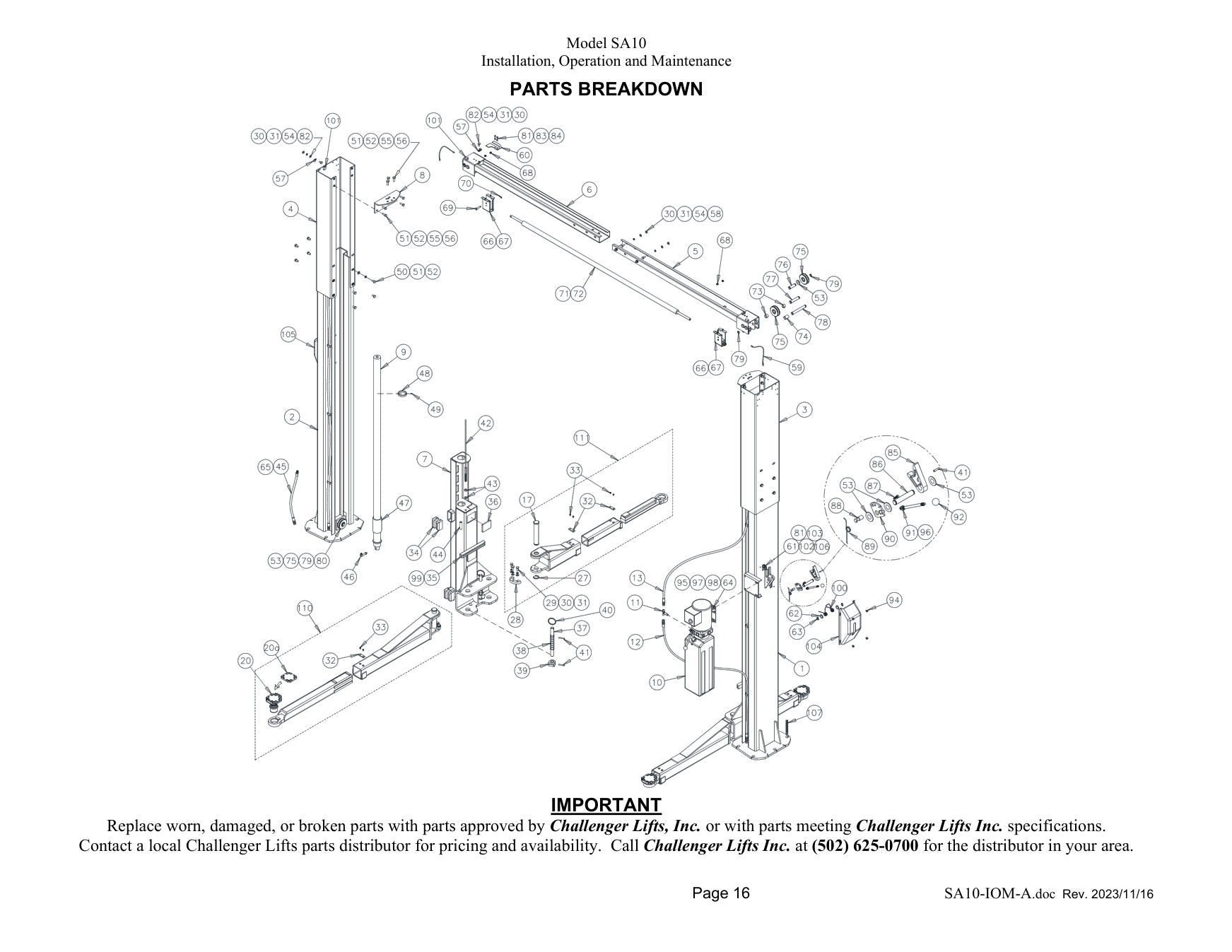 Challenger SA10 parts diagram — this part fits the SA10