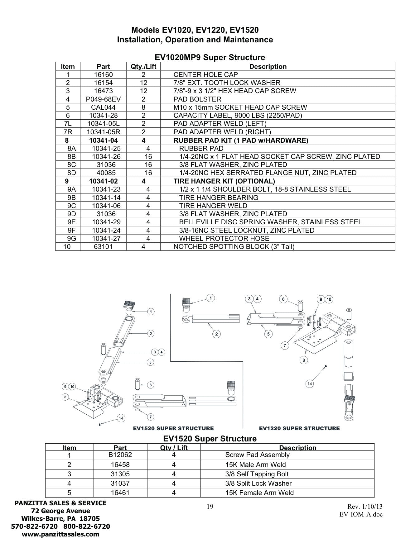 Challenger EV1220 parts diagram — this part is item 10 (EV1020MP9 Super Structure)