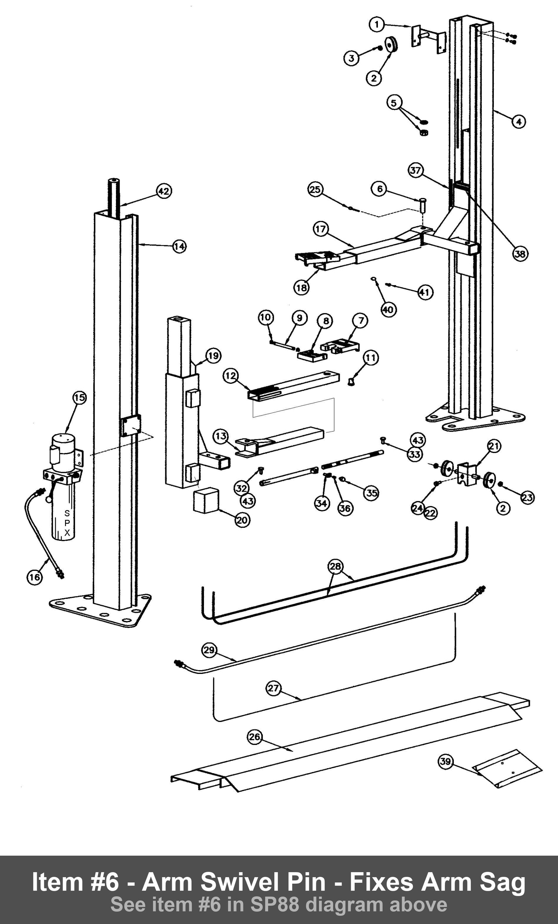 Item #6 - Arm Swivel Pin - Fixes Arm Sag