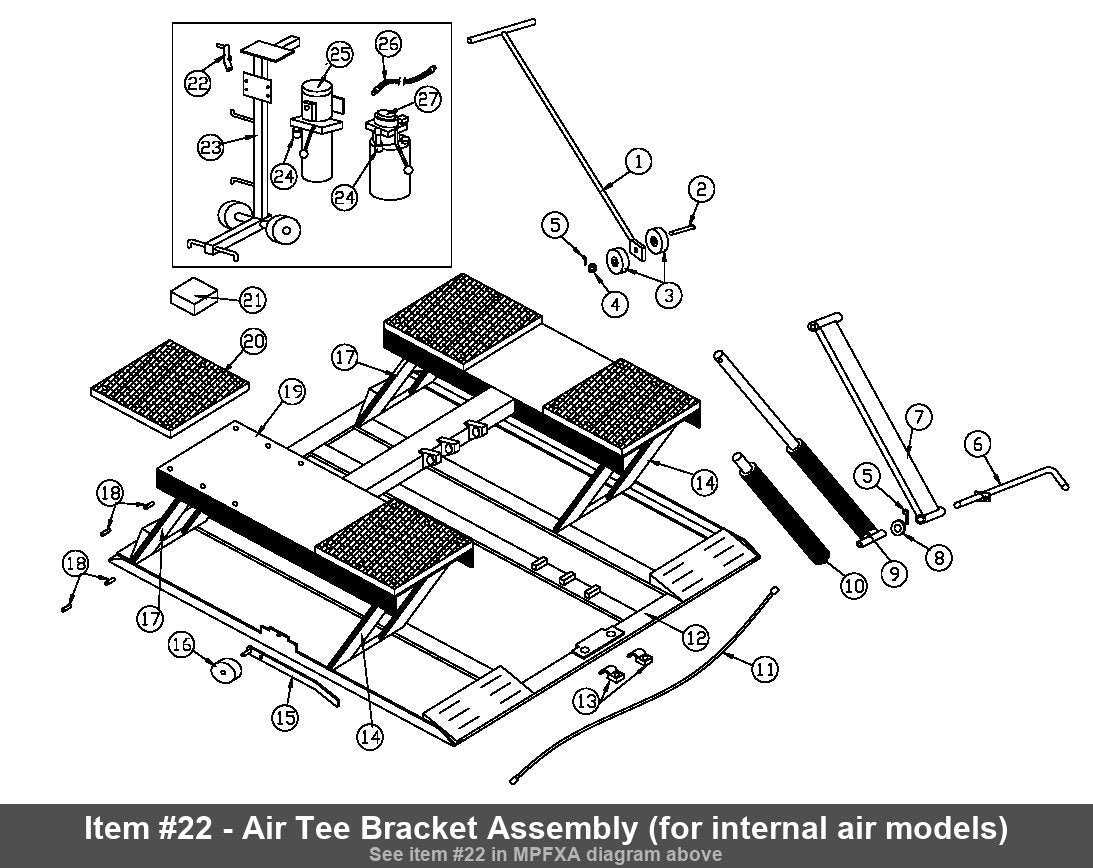 Item #22 - Air Tee Bracket Assembly (for internal air models)