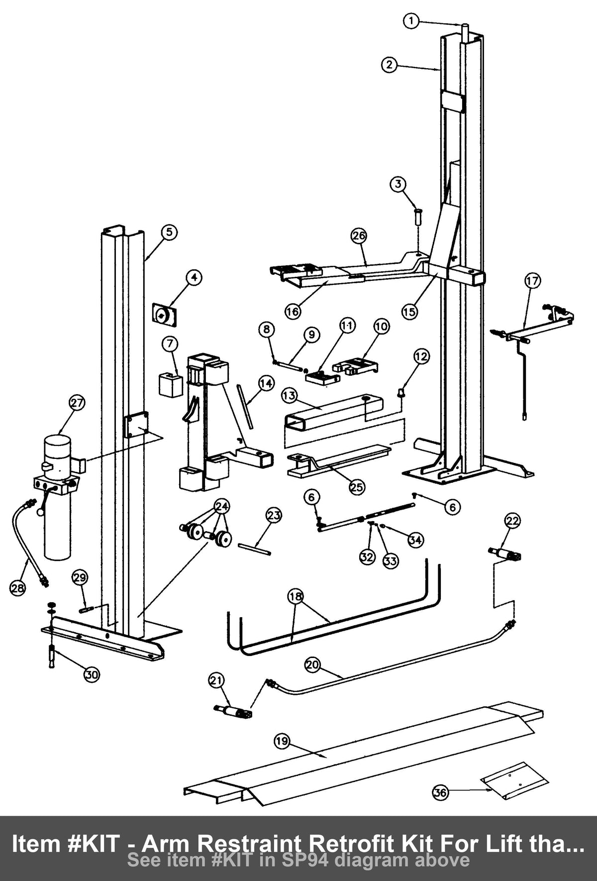 Item #KIT - Arm Restraint Retrofit Kit For Lift that has never had Arm Restraints