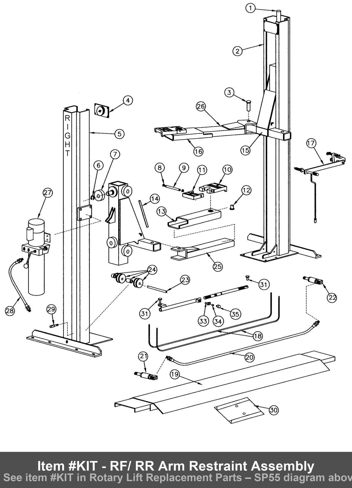 Item #KIT - RF/ RR Arm Restraint Assembly