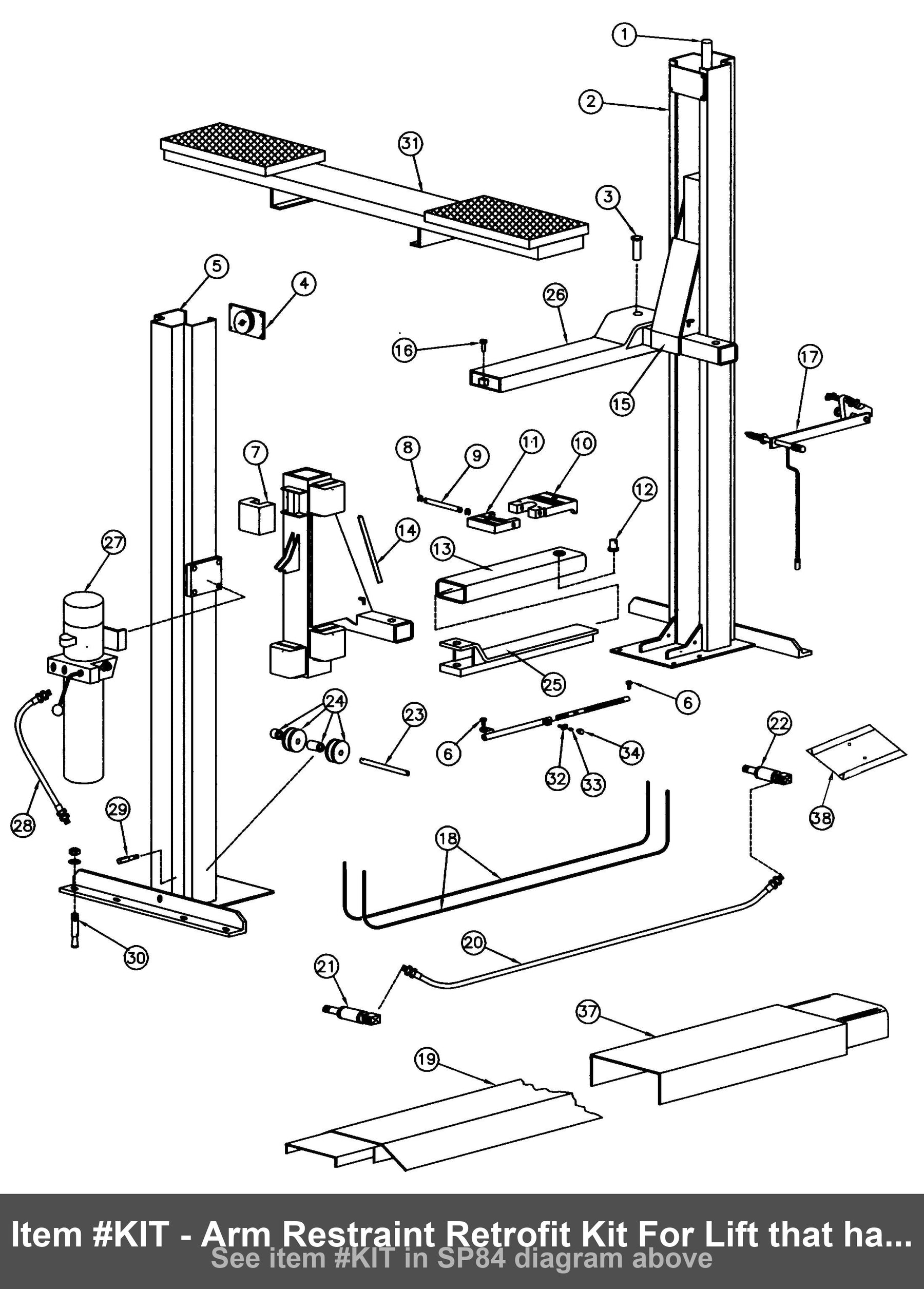 Item #KIT - Arm Restraint Retrofit Kit For Lift that has never had Arm Restraints
