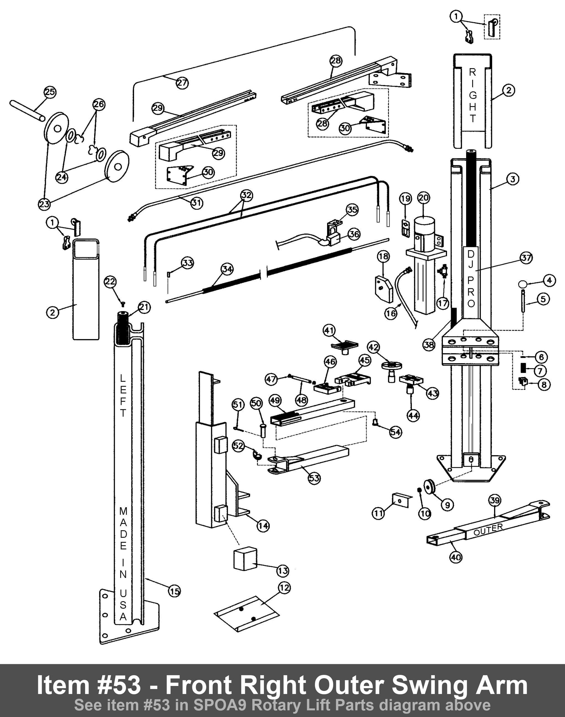Item #53 - Front Right Outer Swing Arm