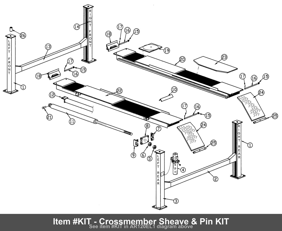 Item #KIT - Crossmember Sheave & Pin KIT