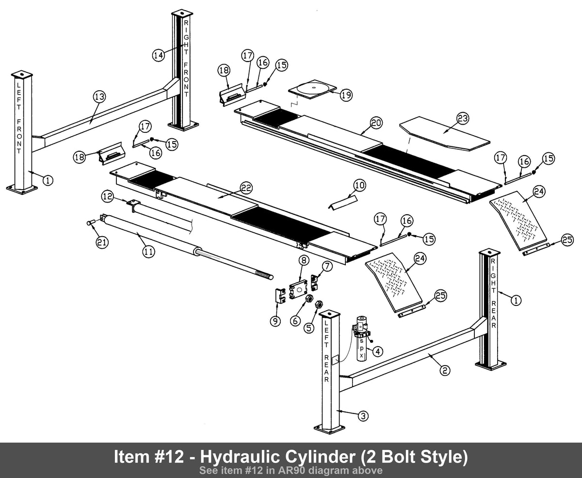 Item #12 - Hydraulic Cylinder (2 Bolt Style)