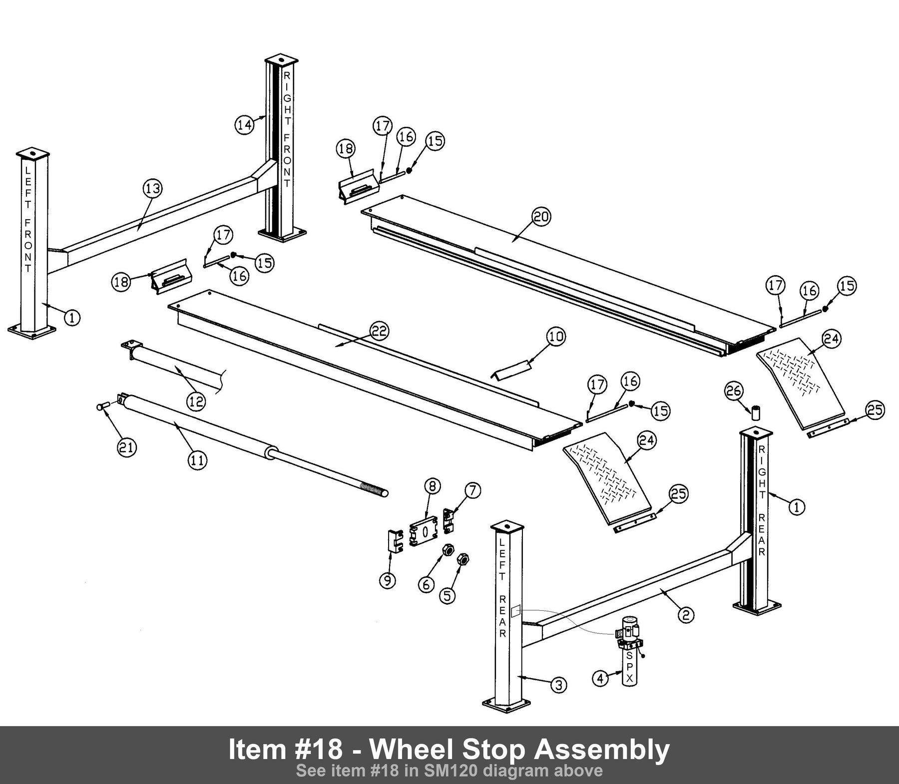 Item #18 - Wheel Stop Assembly