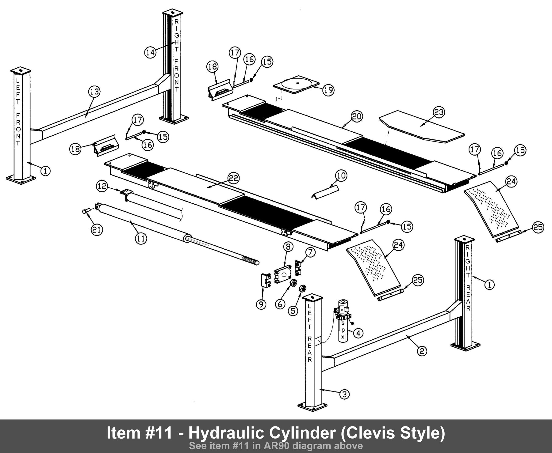 Item #11 - Hydraulic Cylinder (Clevis Style)