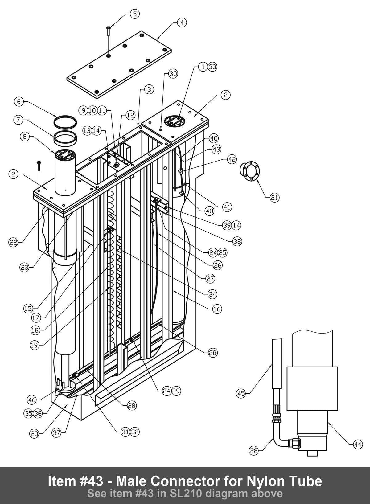 Item #43 - Male Connector for Nylon Tube