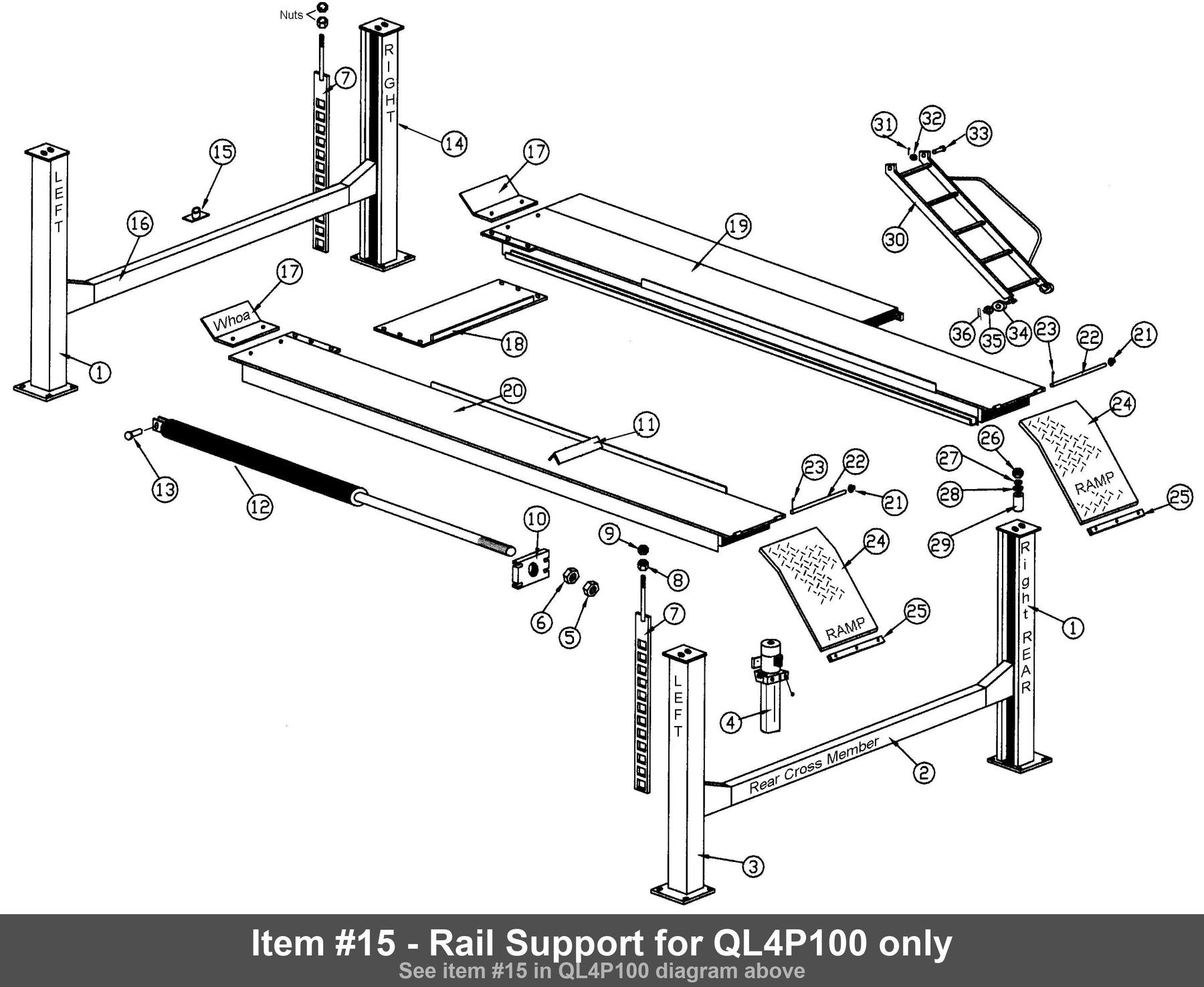 Item #15 - Rail Support for QL4P100 only
