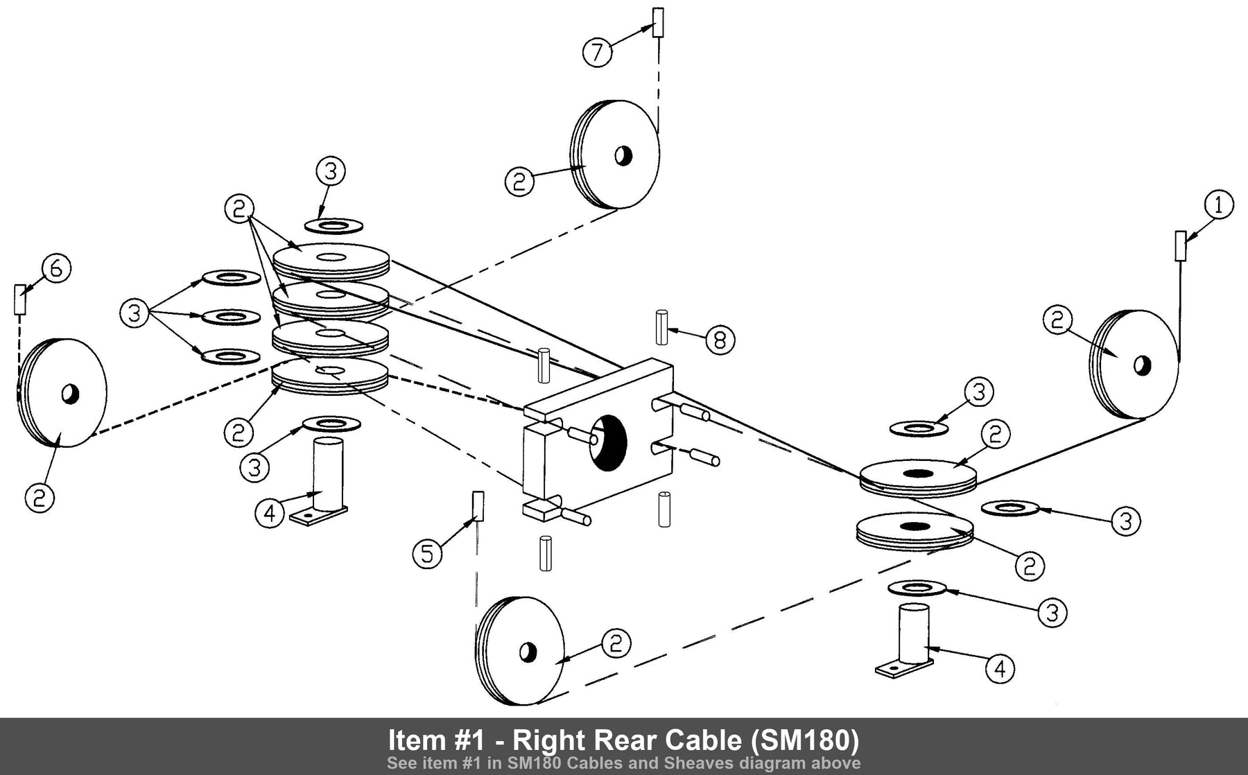 Item #1 - Right Rear Cable (SM180)