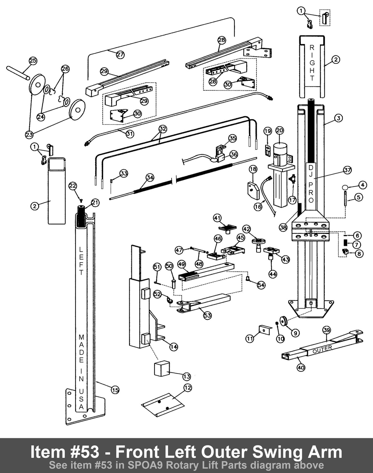 Item #53 - Front Left Outer Swing Arm