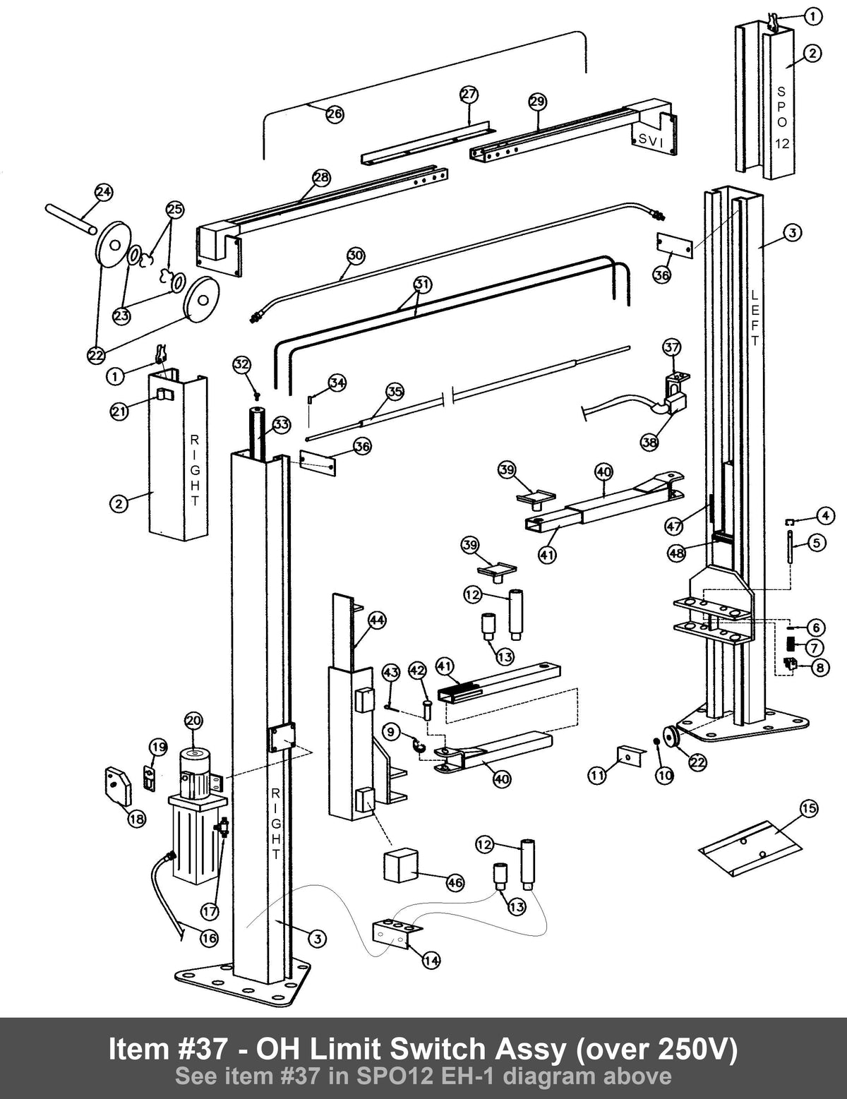 Item #37 - OH Limit Switch Assy (over 250V)