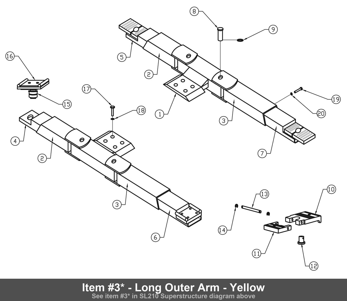 Item #3* - Long Outer Arm - Yellow