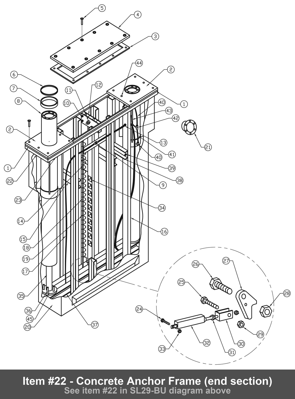 Concrete Anchor Frame (end section) - Rotary T120038