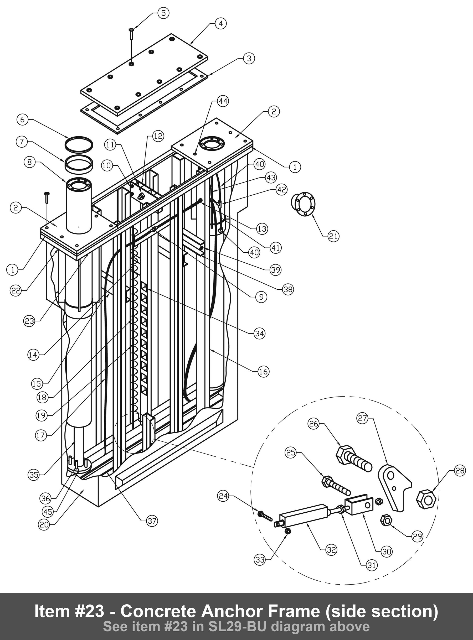 Item #23 - Concrete Anchor Frame (side section)